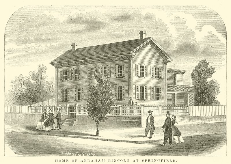 Casa de Abraham Lincoln en Springfield (grabado) de American School