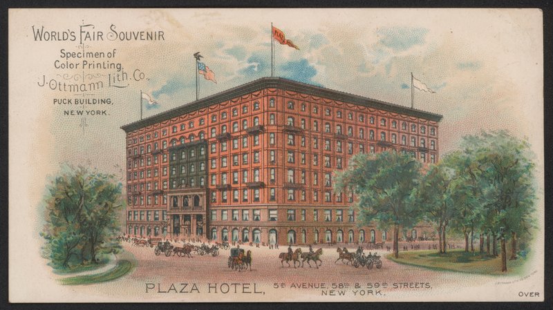 Tarjeta comercial de hotel (grabado coloreado) de American School
