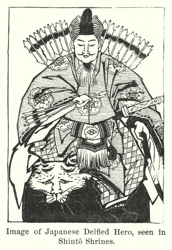 Imagen de héroe deificado japonés, visto en santuarios sintoístas de American School