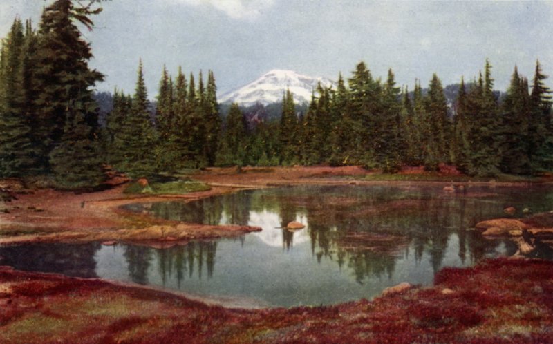 En las montañas de Oregón (litografia en color) de American School