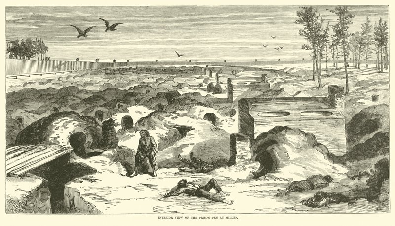 Vista interior del Penal de Prisioneros en Millen, noviembre 1864 de American School
