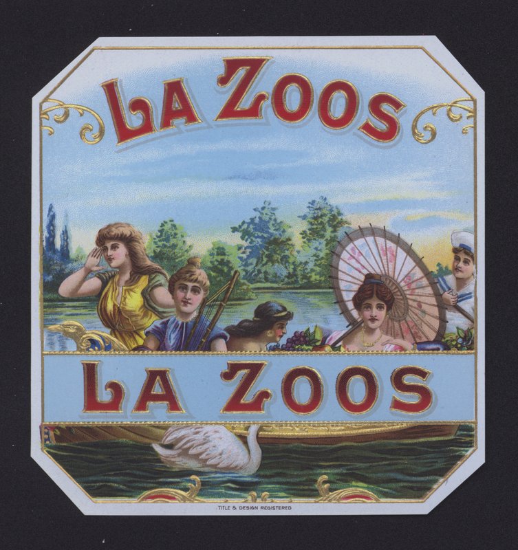 La Zoos, etiqueta de cigarro (chromolitho) de American School