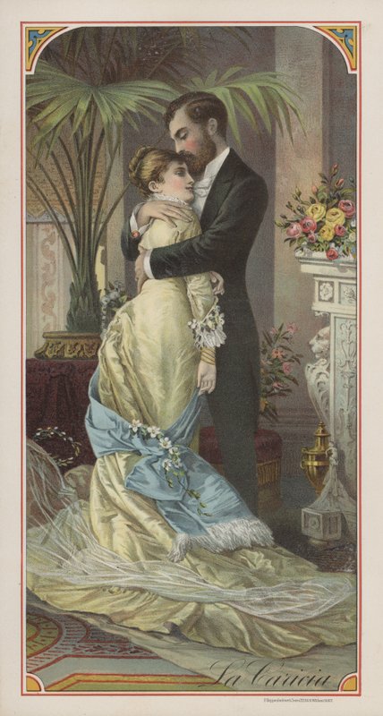 La caricia (litografia en color) de American School
