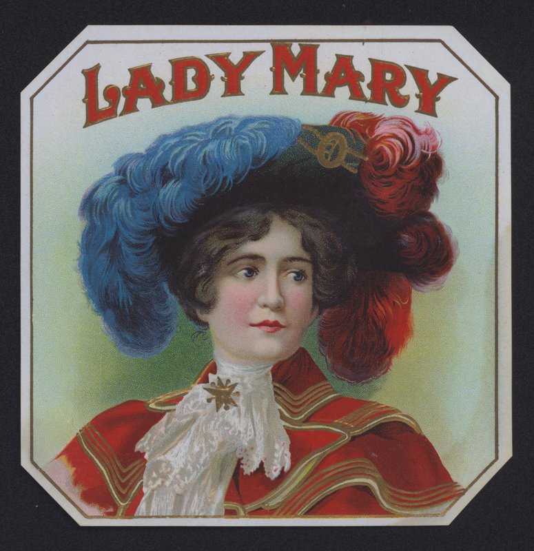Lady Mary, etiqueta de cigarro (chromolitho) de American School