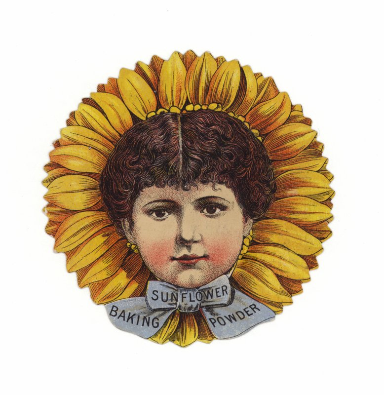 Señora con sombrero de girasol, solo la cabeza de American School