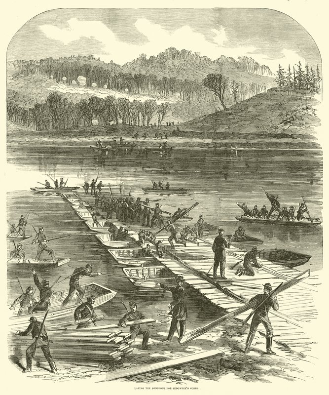 Tendido de los pontones para el cuerpo de Sedgwick, abril 1863 de American School