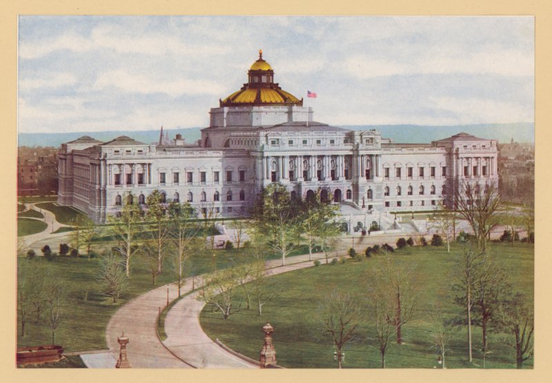 Biblioteca del Congreso, Washington DC (litografía en color) de American School