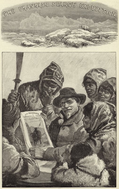 El teniente Schwatka mostrando a los esquimales el Illustrated London News de American School