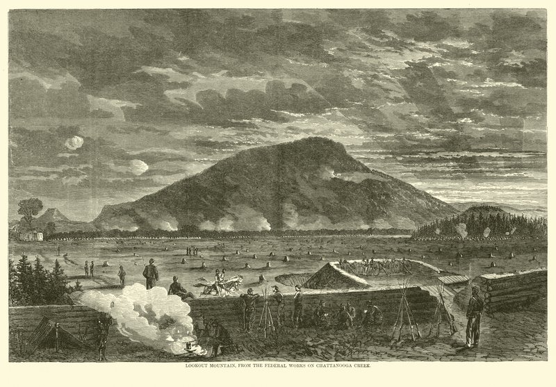 Lookout Mountain, desde las obras federales en Chattanooga Creek, noviembre de 1863 de American School