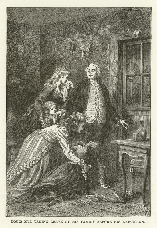 Luis XVI despidiéndose de su familia antes de su ejecución de American School