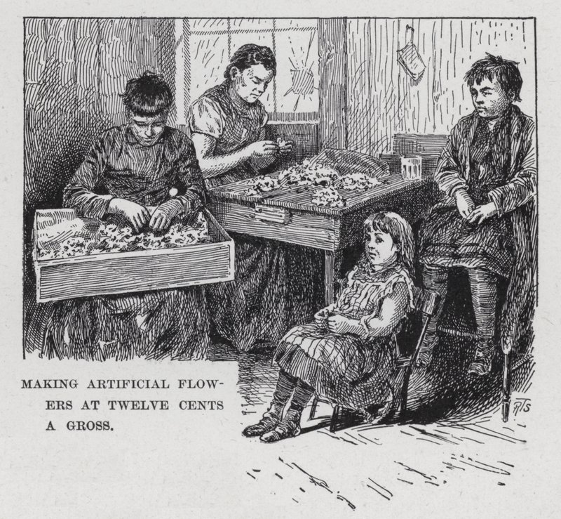 Haciendo flores artificiales a doce centavos la docena de American School