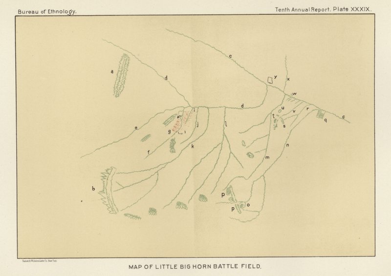 Mapa del Campo de Batalla de Little Big Horn de American School