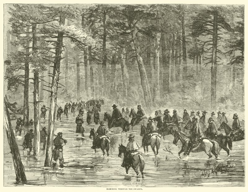Marchando a través de los pantanos, enero 1865 de American School