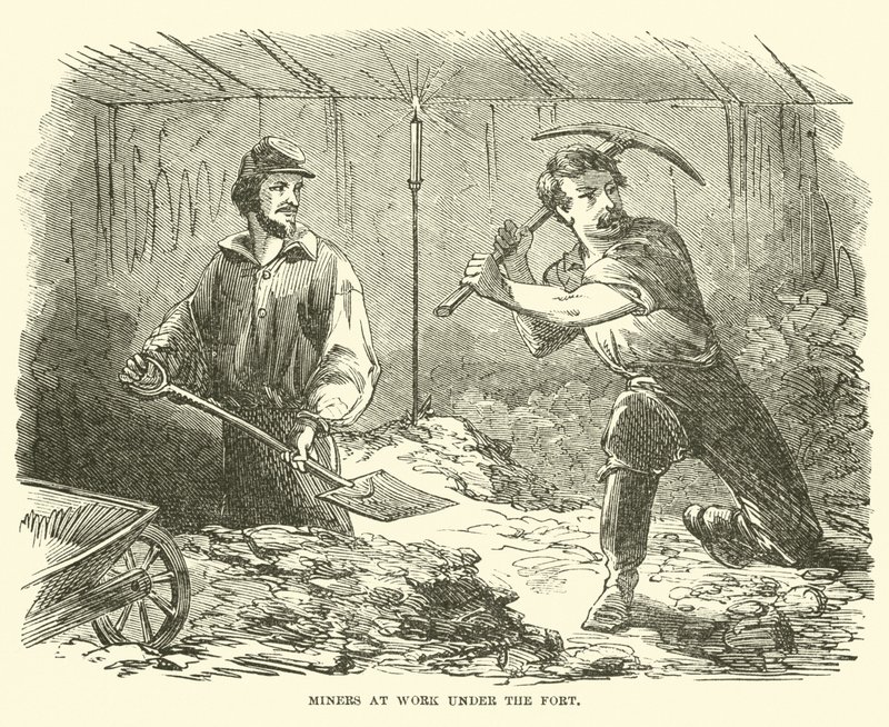 Mineros trabajando bajo el fuerte, junio 1863 de American School
