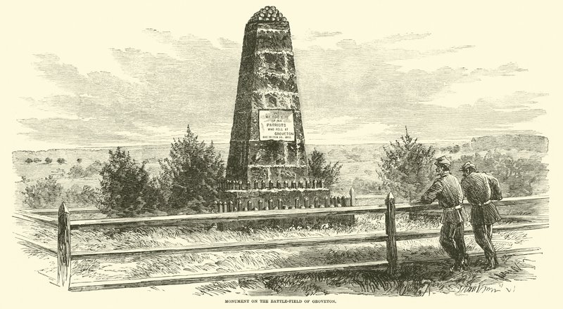 Monumento en el campo de batalla de Groveton, agosto 1862 de American School