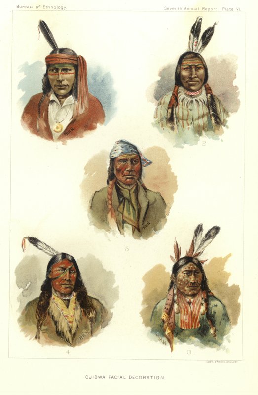 Decoración facial ojibwa de American School