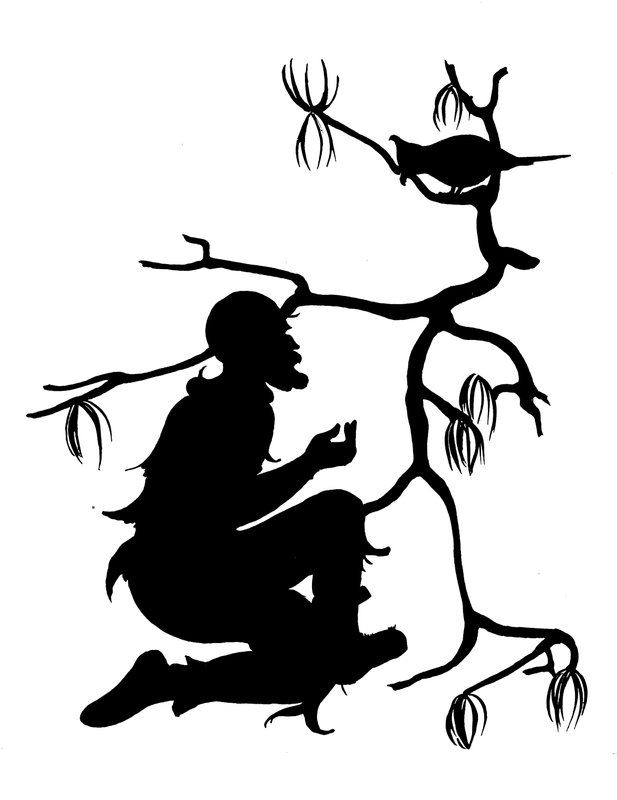 Una de las siluetas de Robinson Crusoe (litografía) de American School