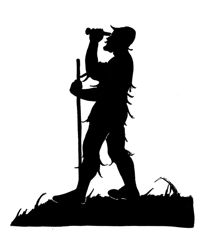 Una de las siluetas de Robinson Crusoe (litografía) de American School