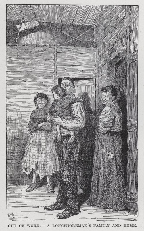 Sin trabajo, la familia y el hogar de un estibador (litografía) de American School