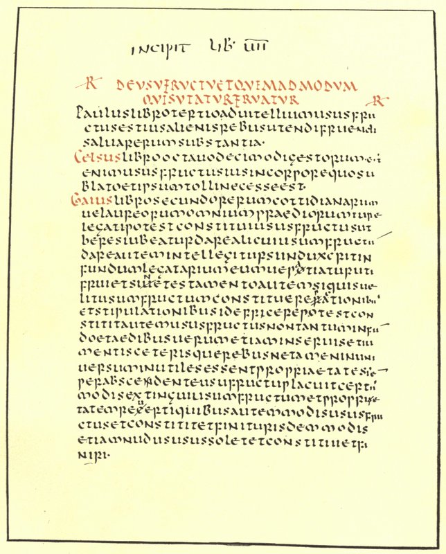 Página de los Pandectas de Justiniano de American School
