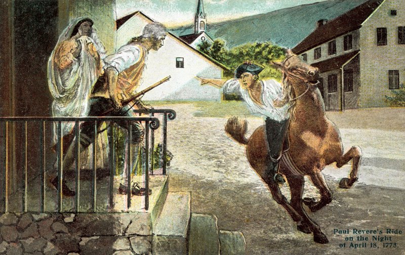 El paseo de Paul Revere en la noche del 18 de abril de 1773 de American School
