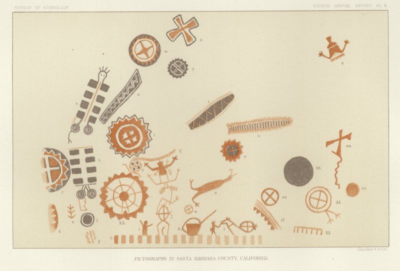 Pictografías en el condado de Santa Bárbara, California de American School