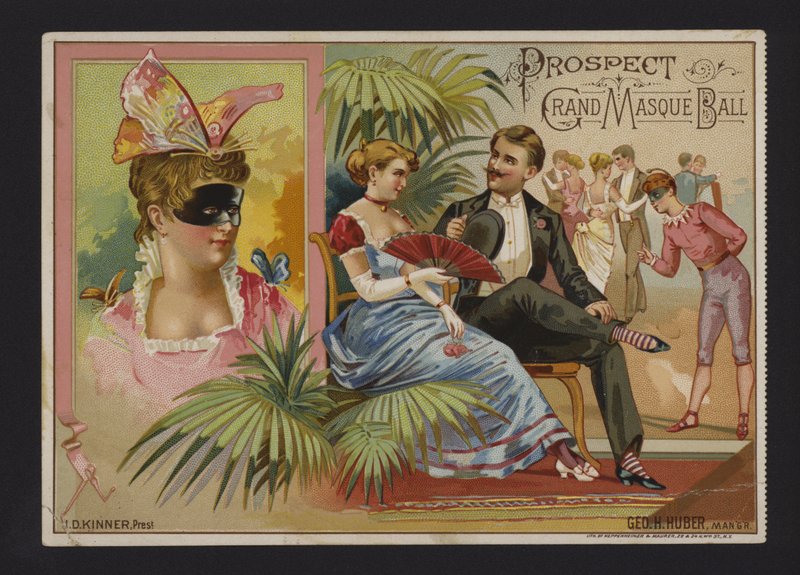 Gran baile de máscaras de la Asociación Prospect en la Academia de Música, Tammany Hall y Nilsson Hall, Nueva York de American School