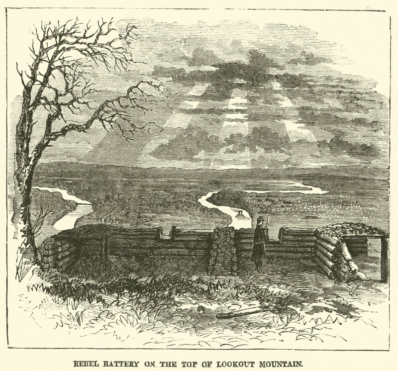 Batería rebelde en la cima de Lookout Mountain, noviembre de 1863 de American School