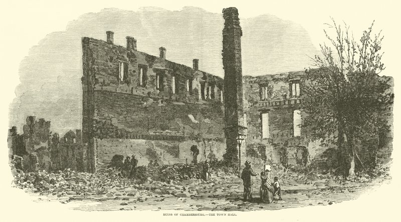 Ruinas de Chambersburg, el ayuntamiento, septiembre 1864 de American School