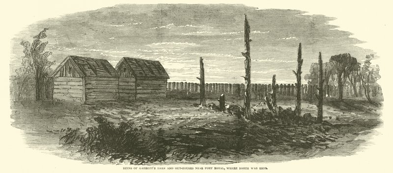 Ruinas del granero y dependencias de Garrett cerca de Port Royal, donde Booth fue disparado, abril 1865 de American School