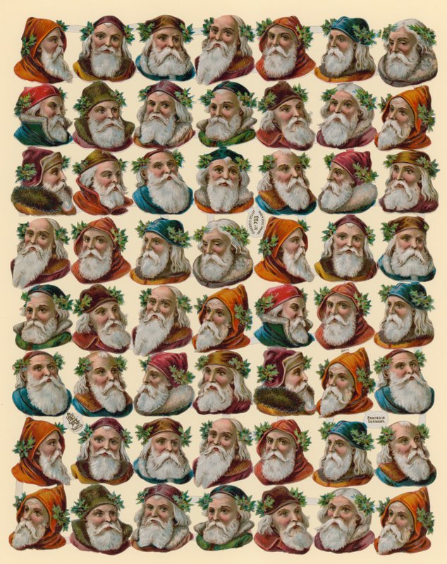 Papá Noel, hoja de cabezas de American School
