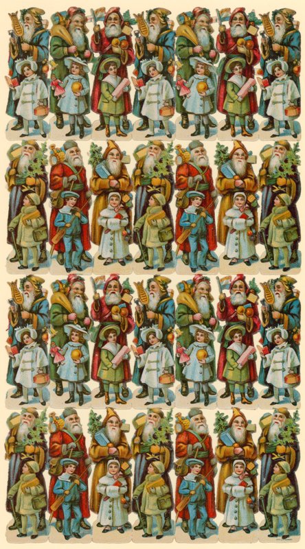 Papá Noel con niños, hoja de figuras de American School