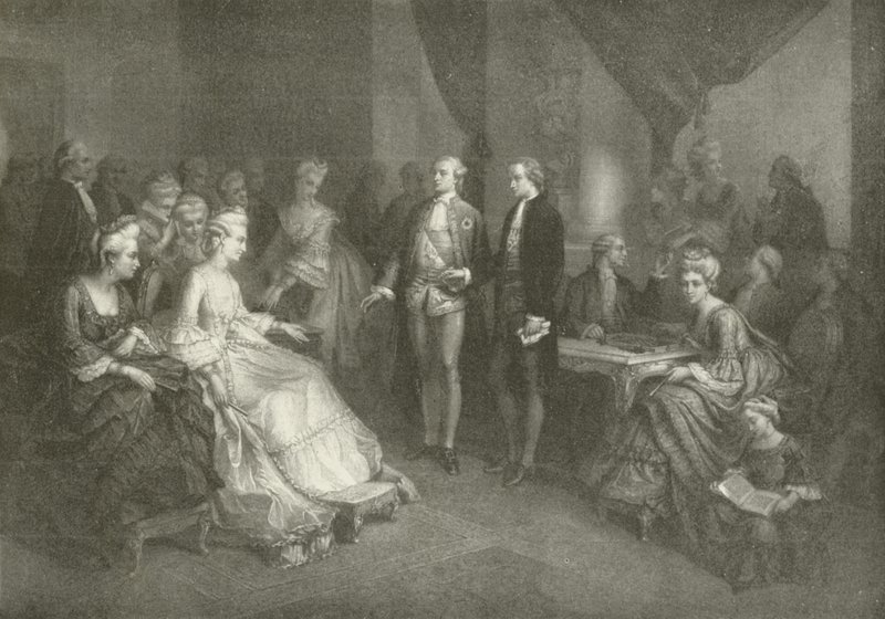Schiller presentado a la Princesa de Saxe Weimar (grabado) de American School