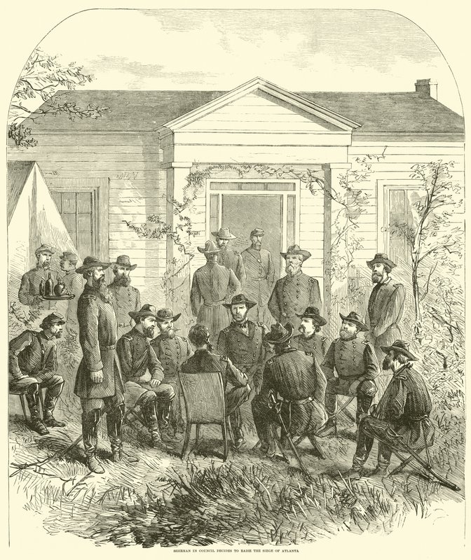 Sherman en consejo decide levantar el sitio de Atlanta, julio de 1864 de American School