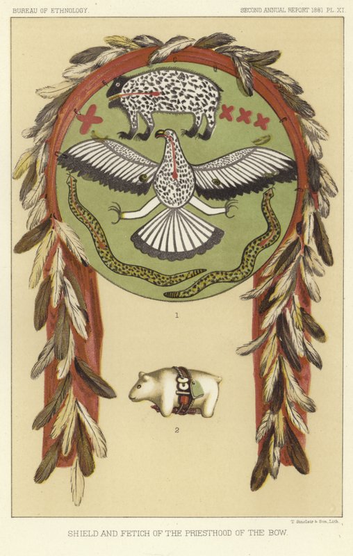 Escudo y fetiche del sacerdocio del arco de American School