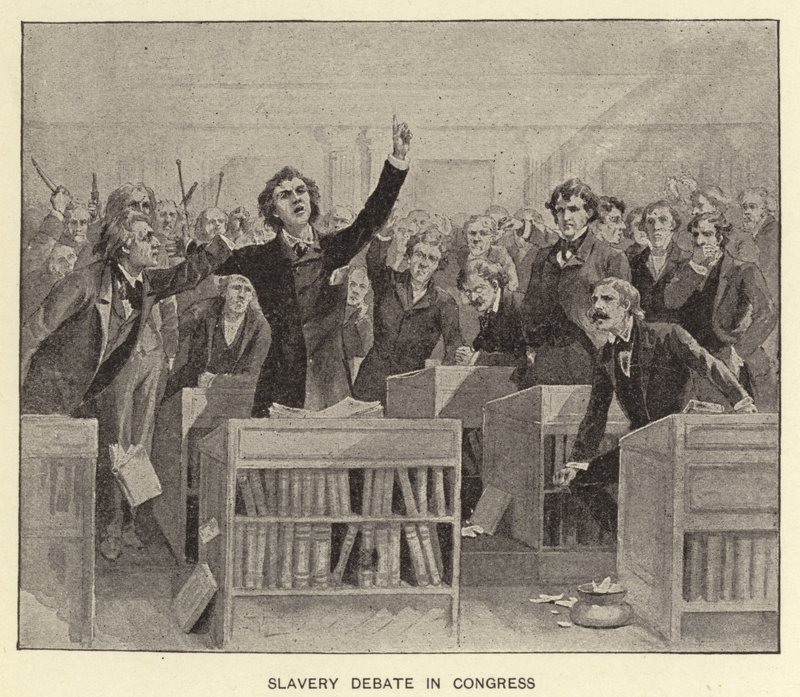 Debate sobre la esclavitud en el Congreso (litografía) de American School