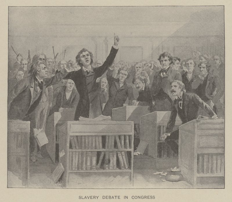 Debate sobre la esclavitud en el Congreso (litografía) de American School