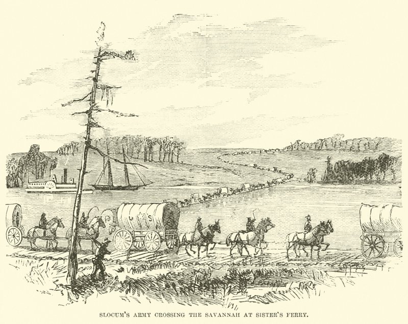 El ejército de Slocum cruzando el Savannah en Sisters Ferry, enero 1865 de American School