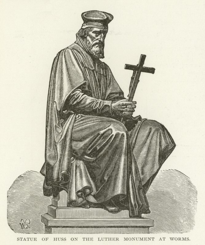 Estatua de Huss en el Monumento a Lutero en Worms de American School