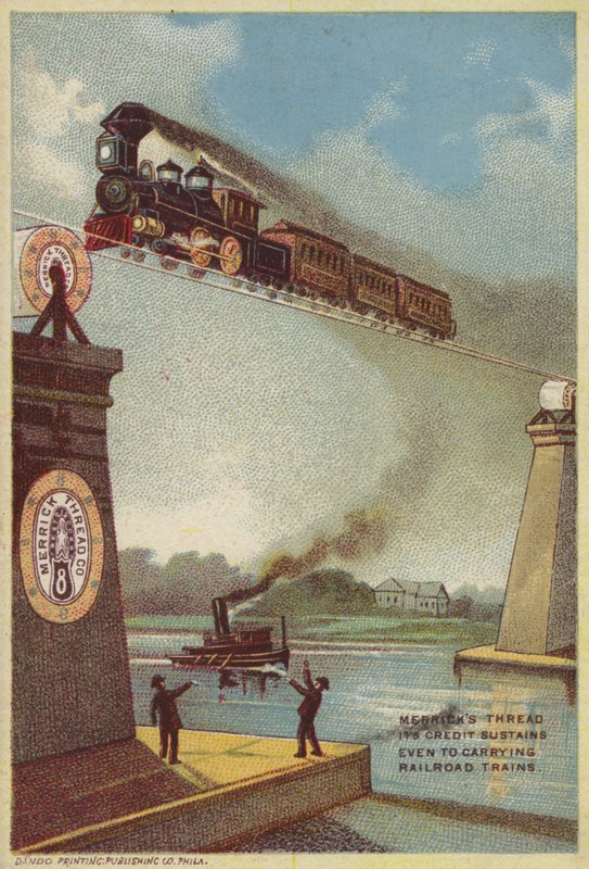 Tren de vapor cruzando el río de American School