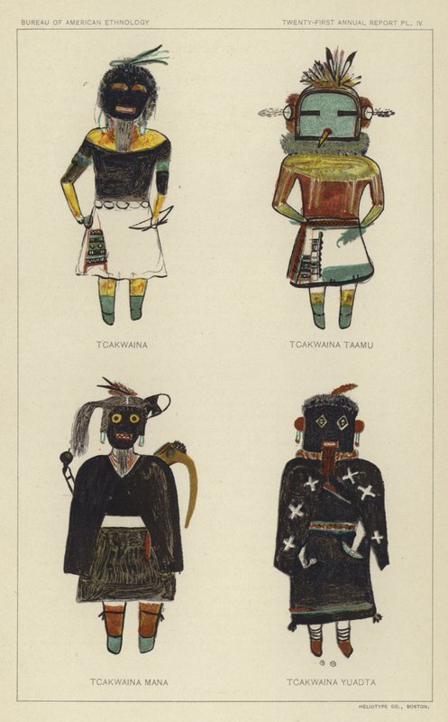 Tcakwaina, Tcakwaina Taamu, Tcakwaina Mana, Tcakwaina Yuadta (litografía en color) de American School