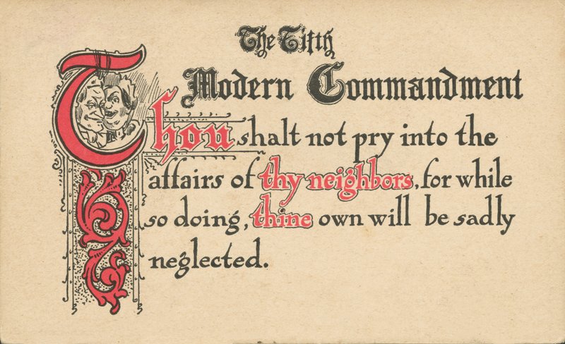 El quinto mandamiento moderno (litografía en color) de American School