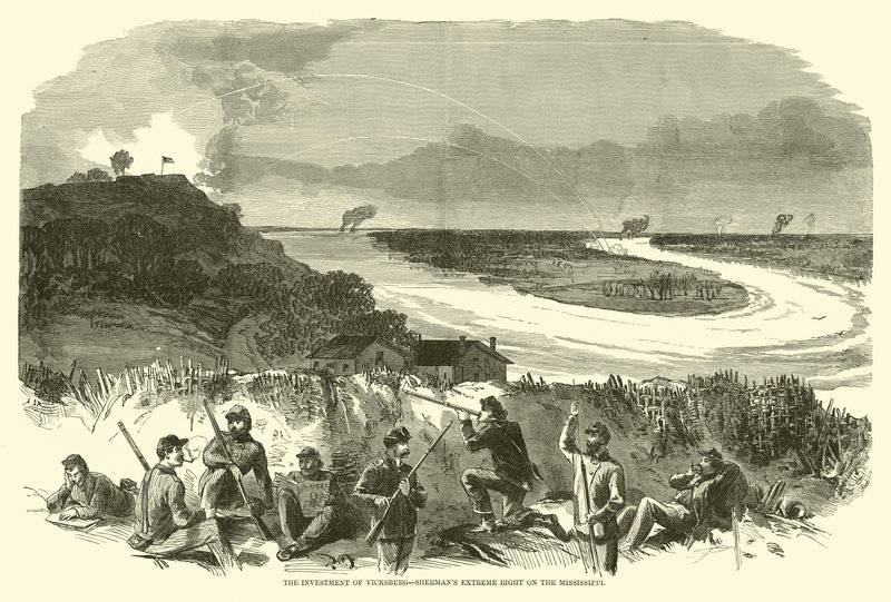El cerco de Vicksburg, extremo derecho de Sherman en el Mississippi, mayo 1863 de American School