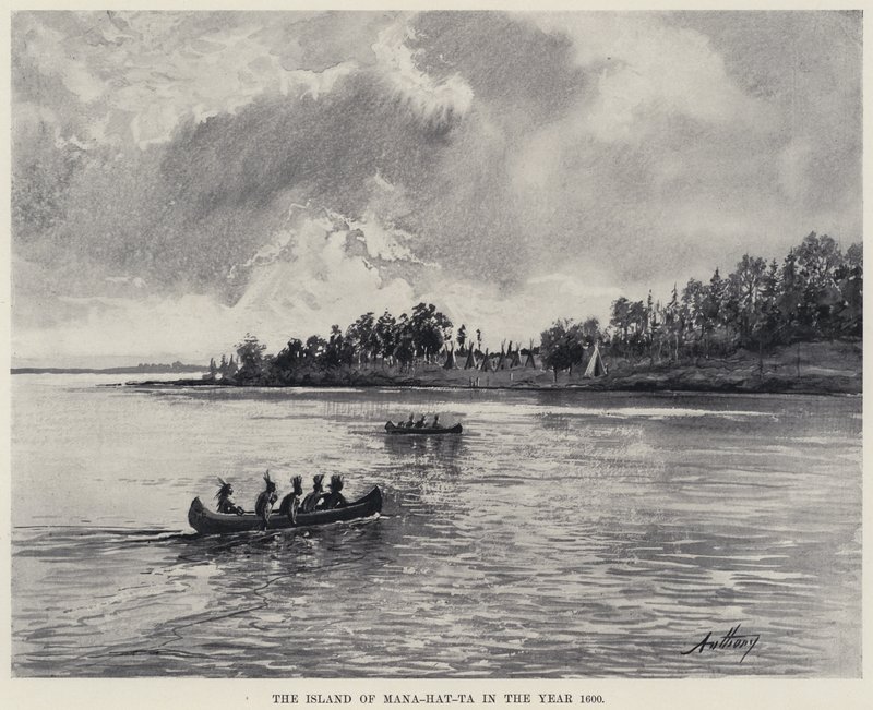 La Isla de Mana-hat-ta en el Año 1600 de American School