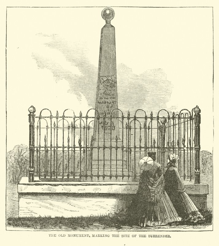 El viejo monumento, marcando el sitio de la rendición, julio 1863 de American School