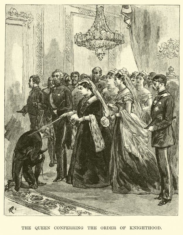 La Reina otorgando la orden de Caballería de American School