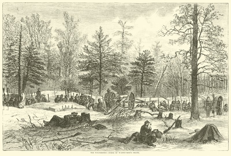 El desierto, escena de la muerte de Wadsworth, mayo de 1864 de American School