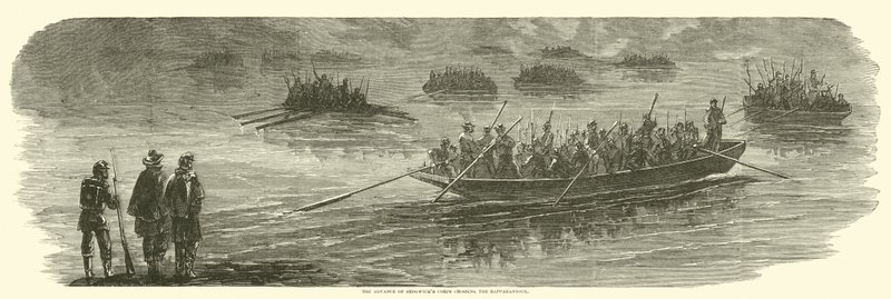 El avance del cuerpo de Sedgwick cruzando el Rappahannock, abril 1863 de American School
