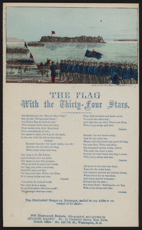 La bandera con las treinta y cuatro estrellas de American School