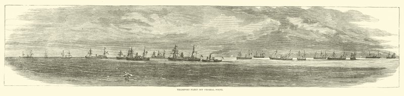 Flota de transporte frente a Federal Point, diciembre 1864 de American School